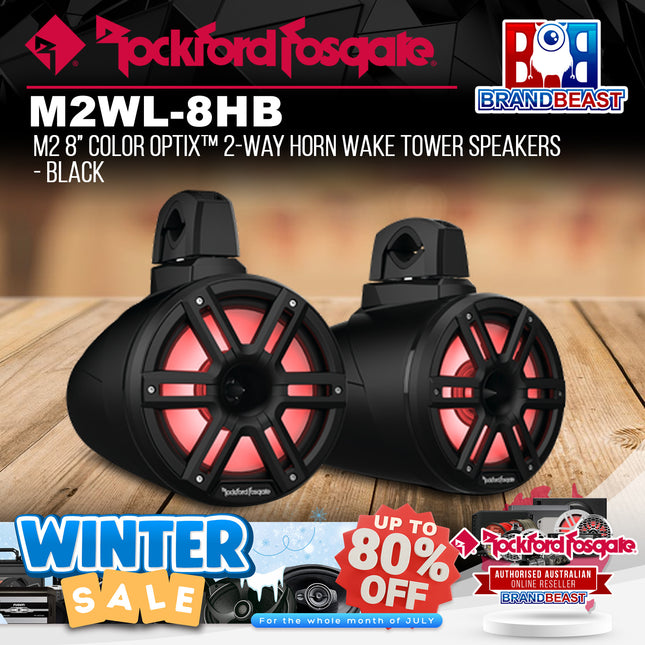 Rockford Fosgate M2WL-8HB M2 8" Color Optix™ 2-Way Horn Wake Tower Speakers - Black