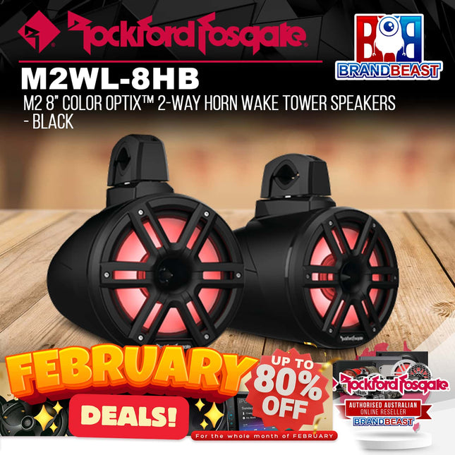 Rockford Fosgate M2WL-8HB M2 8‚Äù Color Optix‚Ñ¢ 2-Way Horn Wake Tower Speakers - Black