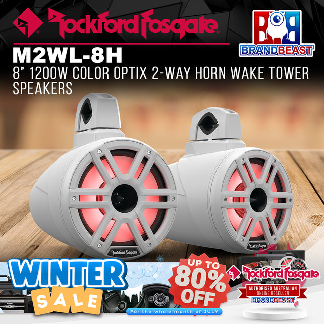 Rockford Fosgate M2WL-8H M2 8" 1200W Color Optix 2-Way Horn Wake Tower Speakers