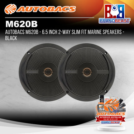 AUTOBACS M620B - 6.5 Inch 2-Way Slim Fit Marine Speakers - Black