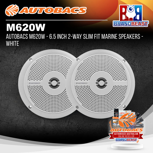 AUTOBACS M620W - 6.5 Inch 2-Way Slim Fit Marine Speakers - White