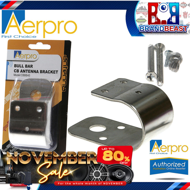 Aerpro CBBB45 Stainless Steel 45mm Wrap-Around Bullbar Mount UHF Antenna Bracket