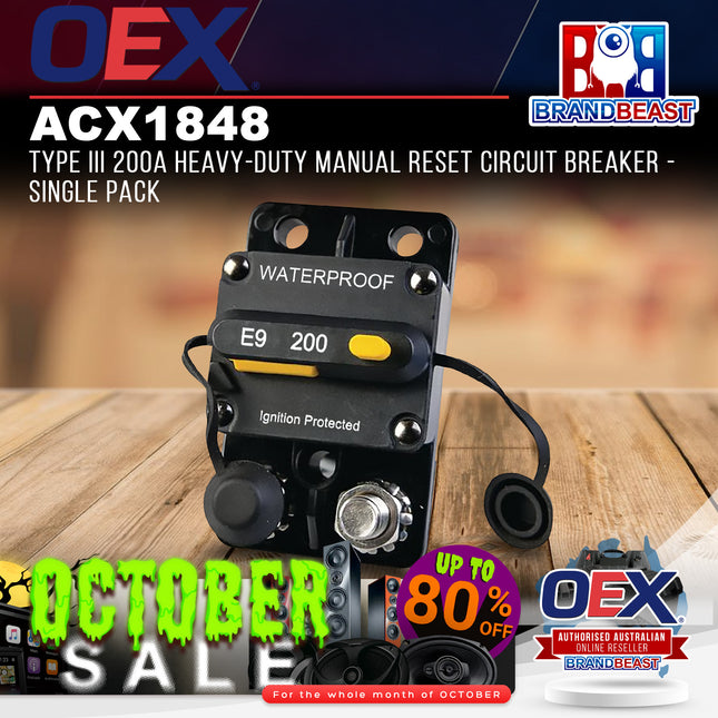 OEX ACX1848 Type III 200A Heavy-Duty Manual Reset Circuit Breaker - Single Pack