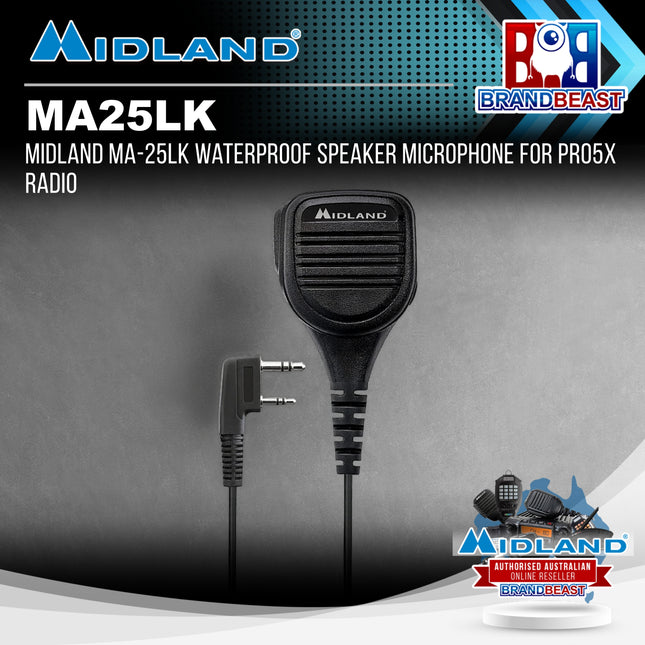Midland MA-25LK Waterproof Speaker Microphone for PRO5X Radio