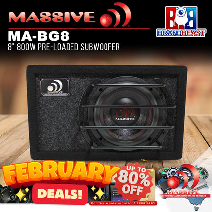 Massive Audio BG8 8" 800W Pre-Loaded Ported Subwoofer