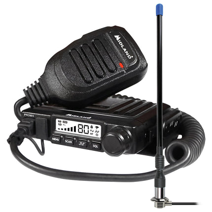 
Midland MACHINERY PACK compact UHF radio with 3dB flexi antenna for machinery and forklift installations.
