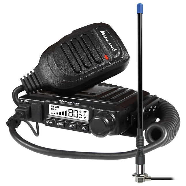 
Midland MACHINERY PACK compact UHF radio with 3dB flexi antenna for machinery and forklift installations.
