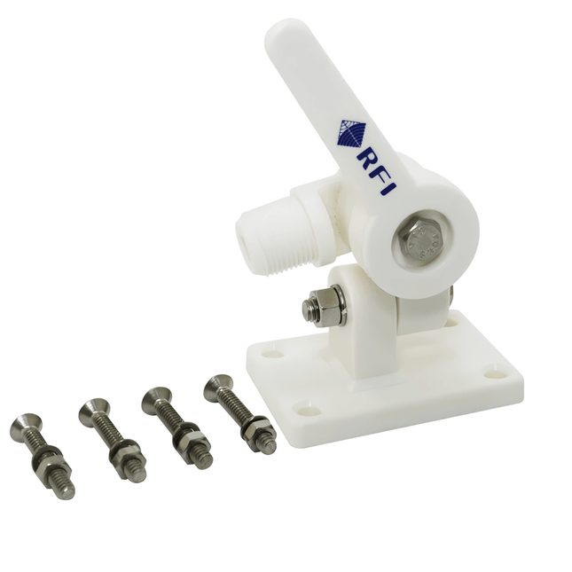 RFI MAM-101 White Marine Knock Down Antenna Mount with Hardware