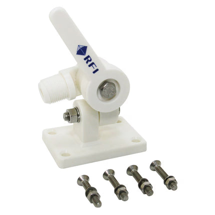 RFI MAM-101 White Marine Knock Down Antenna Mount with Hardware