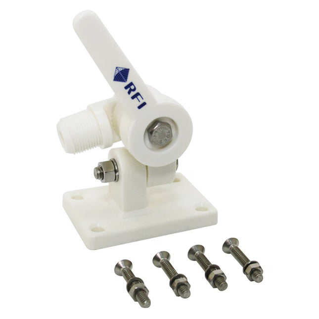 RFI MAM-101 White Marine Knock Down Antenna Mount with Hardware
