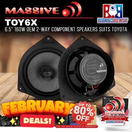 Massive Audio TOY6X 6.5" 160W OEM 2-Way Component Speakers Suits Toyota