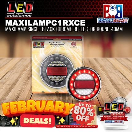 LED Autolamps MAXILAMPC1RXCE Maxilamp Single Black Chrome Reflector Round 40mm