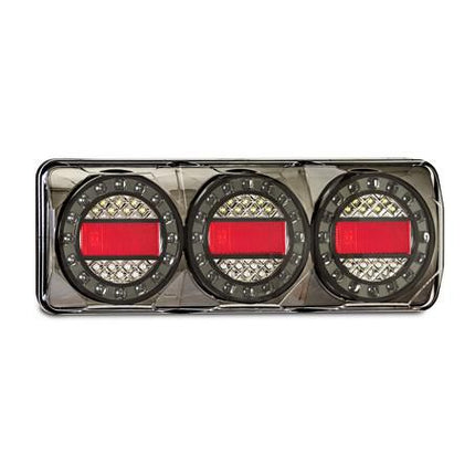 LED Autolamps MAXILAMPC3XRWB 12/24V Maxilamp Stop/Tail/Indicator/Reverse/Reflector Combo Lamp Black Chrome