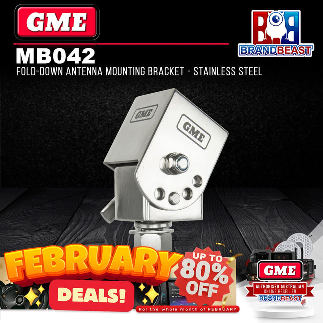 GME MB042 Fold-Down Antenna Mounting Bracket Silver