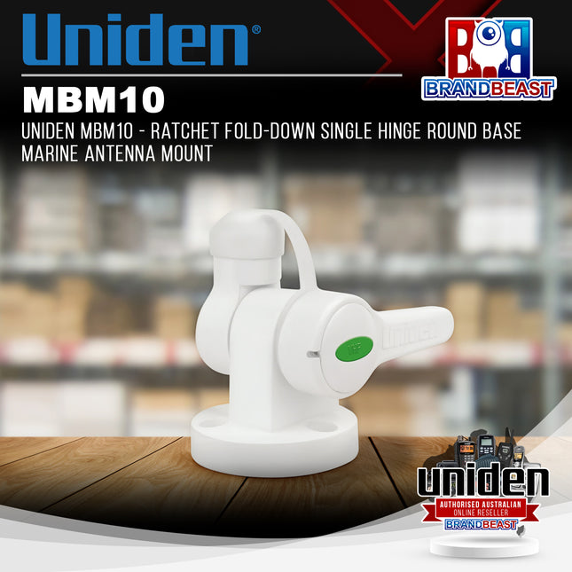 UNIDEN MBM10 - Ratchet Fold-Down Single Hinge Round Base Marine Antenna Mount