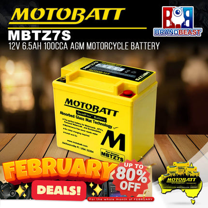 MotoBatt MBTZ7S 12V 6.5Ah 100CCA AGM Motorcycle Battery With Quadflex Technology