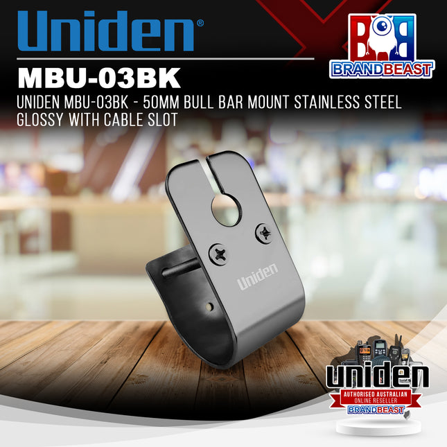 UNIDEN MBU-03BK - 50mm Bull Bar Mount Stainless Steel Glossy with Cable Slot