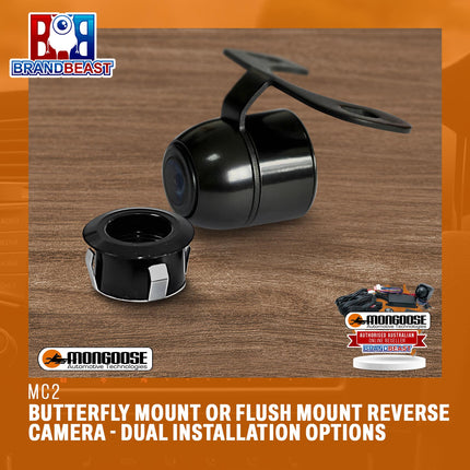 MONGOOSE MC2 Butterfly Mount or Flush Mount Reverse Camera - Dual Installation Options