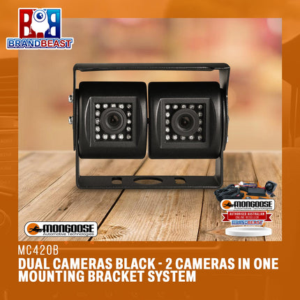 MONGOOSE MC420B Dual Cameras Black - 2 Cameras in One Mounting Bracket System