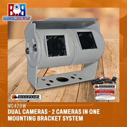 MONGOOSE MC420W Dual Cameras White 2 Cameras in One Mounting Bracket System