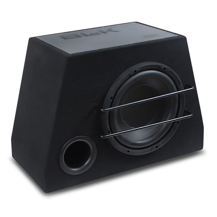 Mac Audio MC-BLK-1000 1-Channel Class-D Mini Mono Amplifier with MC-BLK-SUB25 250mm Bass Reflex Subwoofer Enclosure and Aerpro BSX208 Wiring Kit Package