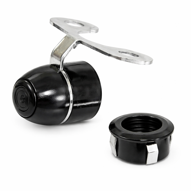 Mongoose MCD2 CVBS/1080P Dual-Mount Reverse Camera - Professional Selectable Format Reversing Camera with 160° Viewing Angle, Chrome Butterfly Bracket or Flush Mount Options, Parking Guidelines, and Legacy Monitor Compatibility