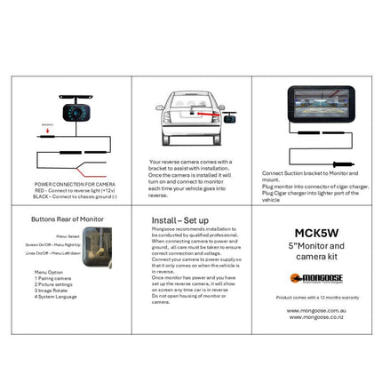 Mongoose MCK5W 5" Wireless Monitor and Camera Kit