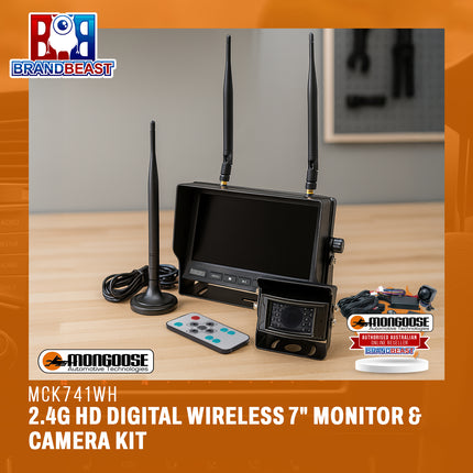 Mongoose MCK741WH 2.4G HD Digital Wireless 7" Monitor & Camera Kit