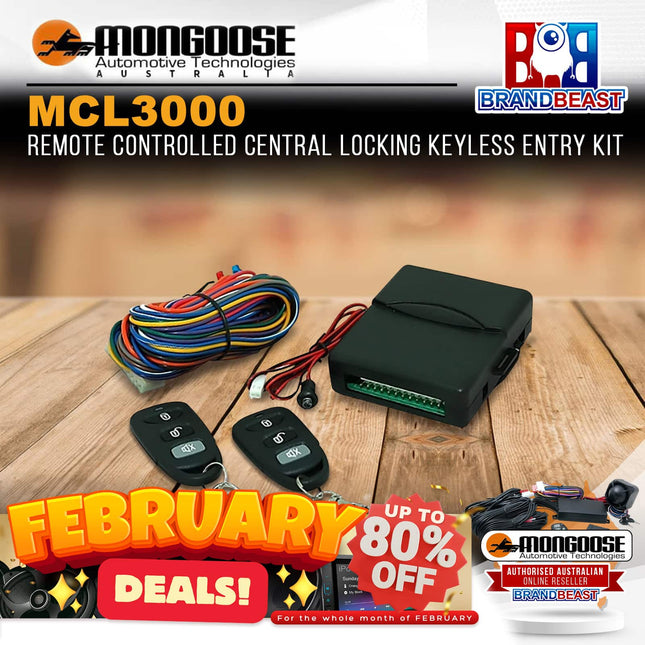 Mongoose MCL3000 Remote Controlled Central Locking Keyless Entry Kit