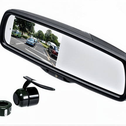 Mongoose MCM43CA 4.3" Monitor and Camera Kit - Dual-Input Reversing Camera System with Auto-Activation, HD Display, and Front/Rear Camera Support for Cars, Vans, and Light Trucks