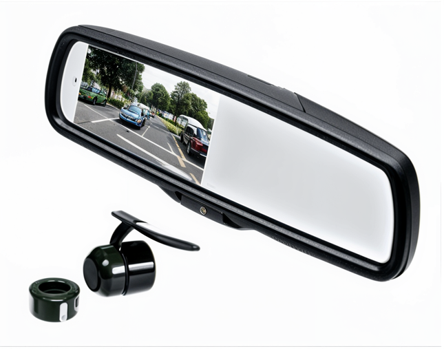 Mongoose MCM43CA 4.3" Monitor and Camera Kit - Dual-Input Reversing Camera System with Auto-Activation, HD Display, and Front/Rear Camera Support for Cars, Vans, and Light Trucks