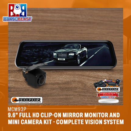 MONGOOSE MCM93P 9.6" Full HD Replacement Mirror Monitor and Mini Camera Kit