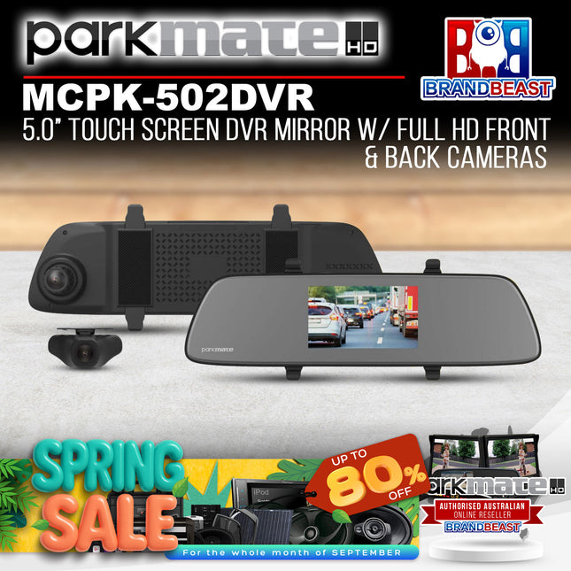 Parkmate MCPK-502DVR 5.0" Touch Screen Mirror DVR w/ 1080P Front/Rear Recording