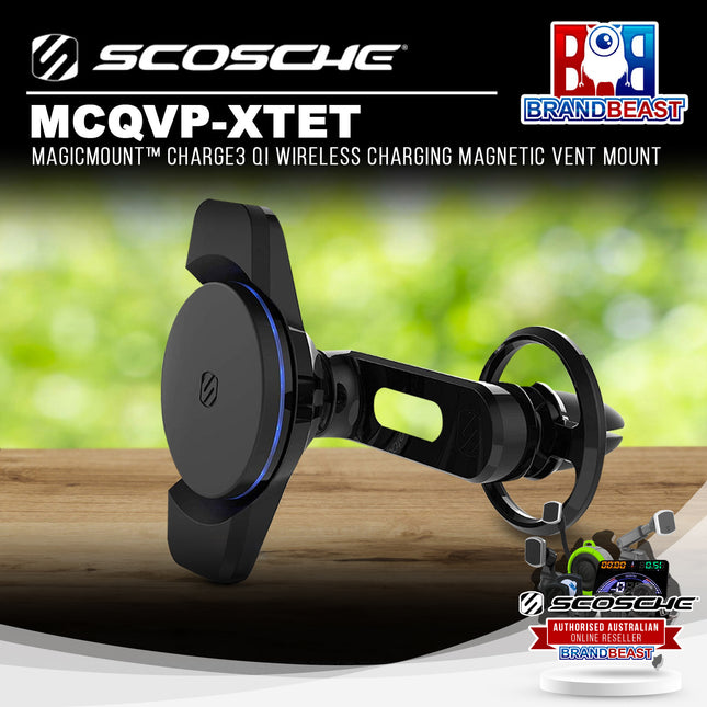 Scosche MCQVP-XTET MagicMount™ Charge3 Qi Wireless Charging Magnetic Vent Mount