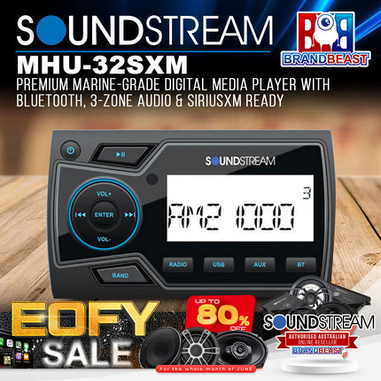 Soundstream MHU-32SXM Marine Multimedia Receiver With SiriusXM Interface Ready