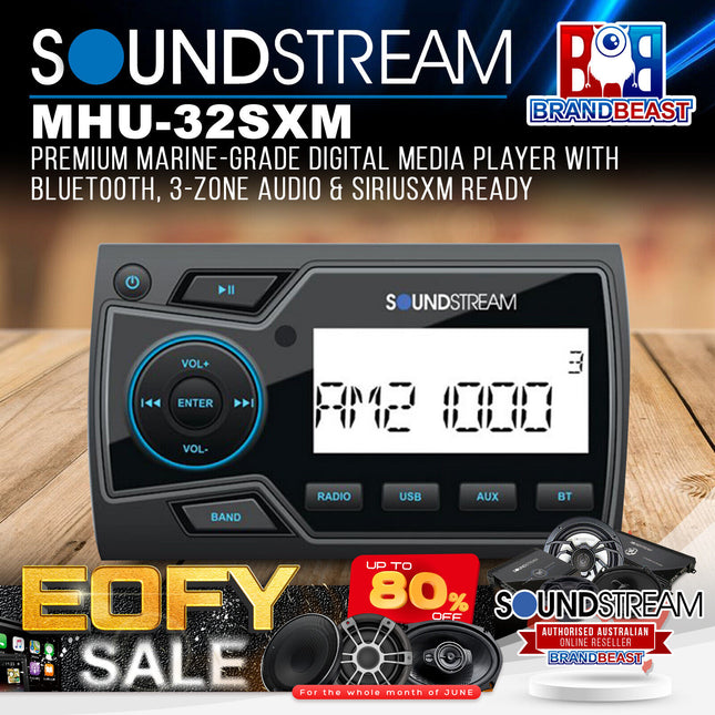 Soundstream MHU-32SXM Marine Multimedia Receiver With SiriusXM Interface Ready