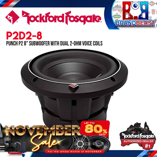 Rockford Fosgate P2D2-8 Punch 8" P2 2-Ohm DVC Subwoofer