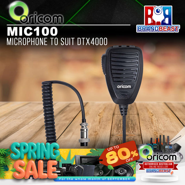 Oricom MIC100 Microphone to Suit DTX4000 5 Watt UHF CB Radio