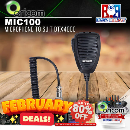 Oricom MIC100 Microphone to Suit DTX4000 5 Watt UHF CB Radio