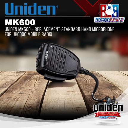 UNIDEN MK600 - Replacement Standard Hand Microphone for UH6000 Mobile Radio