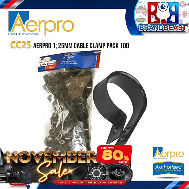 Aerpro CC25 100 PCS 1" 25mm Cable Clamp Pack