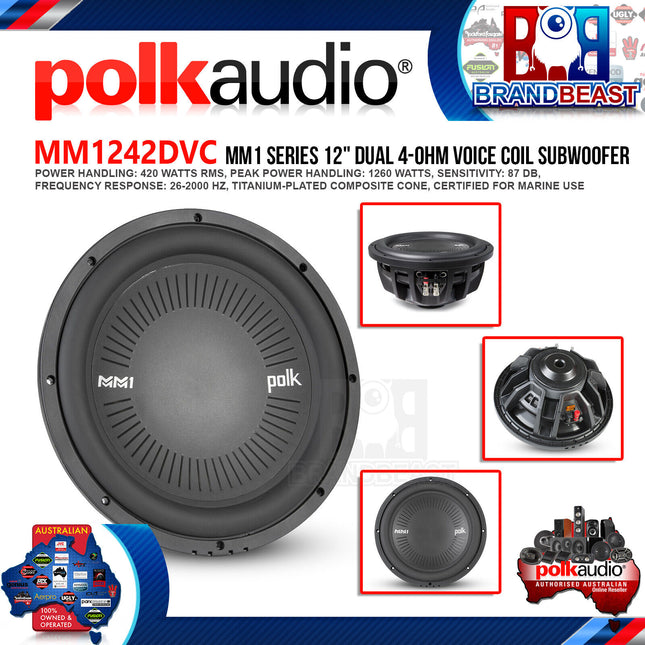 Polk Audio MM1242DVC MM1 Series 12" 1260W Dual Voice Coil Subwoofer with Ultra-Marine Certification