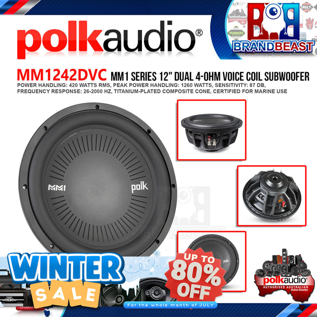 Polk Audio MM1242DVC MM1 Series 12" 1260W Dual Voice Coil Subwoofer with Ultra-Marine Certification