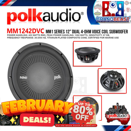 Polk Audio MM1242DVC MM1 Series 12" 1260W Dual Voice Coil Subwoofer with Ultra-Marine Certification