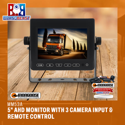 Mongoose MM53A 5" AHD Monitor with 3 Camera Input & Remote Control