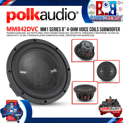 Polk Audio MM842DVC MM1 Series 8" 900W 4-Ohm Dual Voice Coil Subwoofer with Ultra-Marine Certification