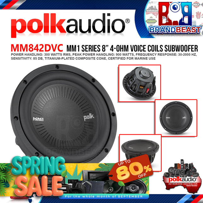 Polk Audio MM842DVC MM1 Series 8" 900W 4-Ohm Dual Voice Coil Subwoofer with Ultra-Marine Certification