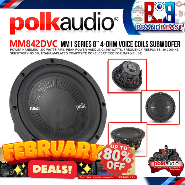 Polk Audio MM842DVC MM1 Series 8" 900W 4-Ohm Dual Voice Coil Subwoofer with Ultra-Marine Certification