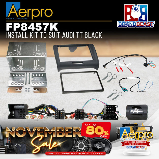 Aerpro FP8457K Double DIN Black Install Kit Suit Audi TT 8J 2007 - 2014