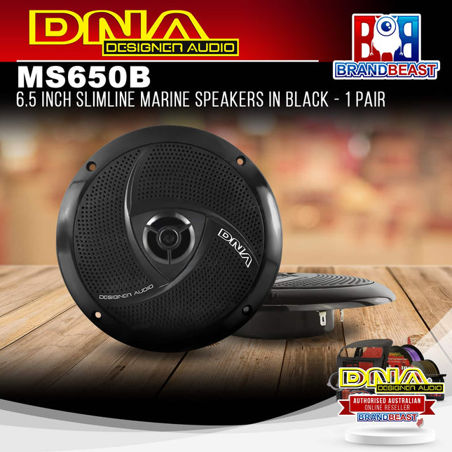 DNA MS650B 6.5 Inch Slimline Marine Speakers In Black - 1 Pair